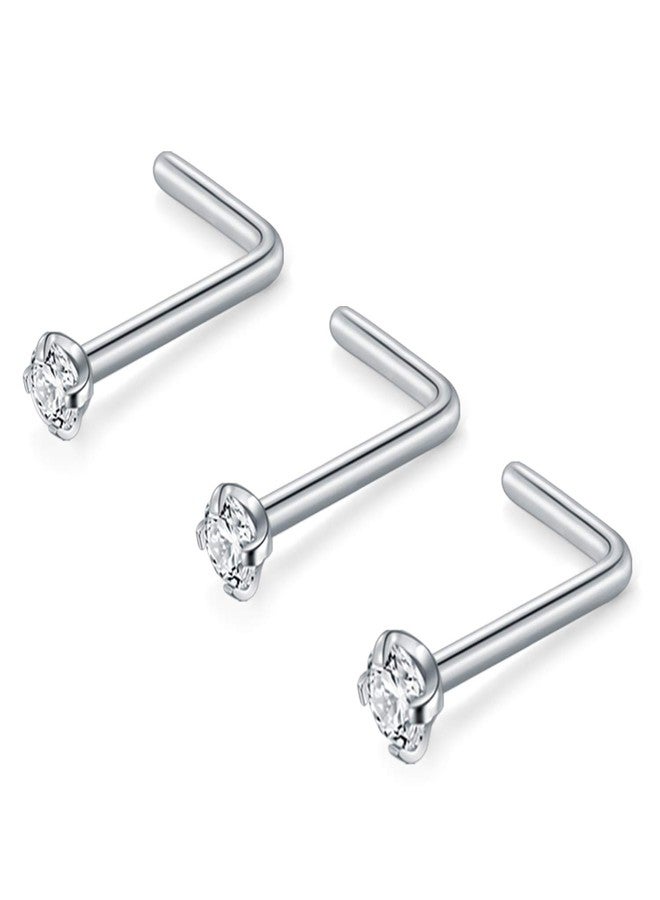 AVYRING حلقات أنف AVYRING مقاس 20G، شكل قضيب L، مصنوعة من الفولاذ الجراحي، مجوهرات ثقب للنساء، مرصعة بأحجار الزركونيا المكعبة الملونة، 1.5 مم / 2 مم / 2.5 مم - Image 2